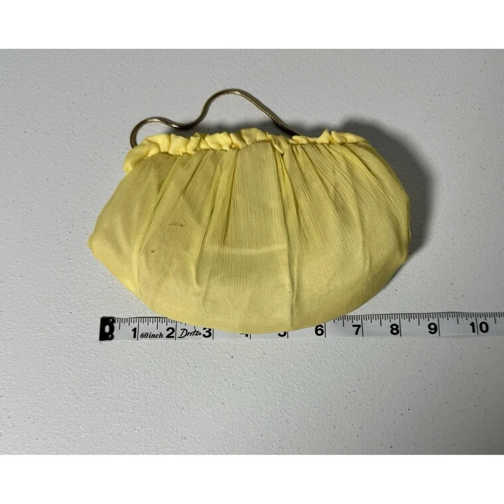 Vintage Yellow Chiffon Evening Bag HL USA Satin Lined Convertible Clutch Purse‎